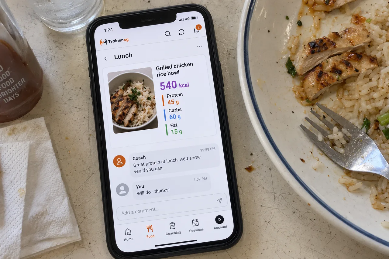 Coaches comment right on your meals, so feedback stays tied to what you actually ate.